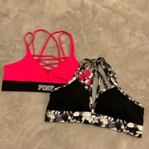 VS pink set of 2 bras. Size Large, like new